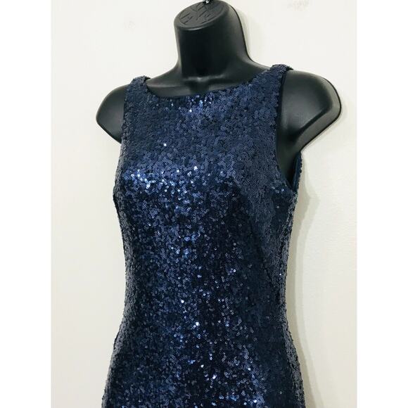 THEIA Evening Gown Navy Sequins Formal Prom Party Dress BHLDN, 0 - Picture 7 of 16